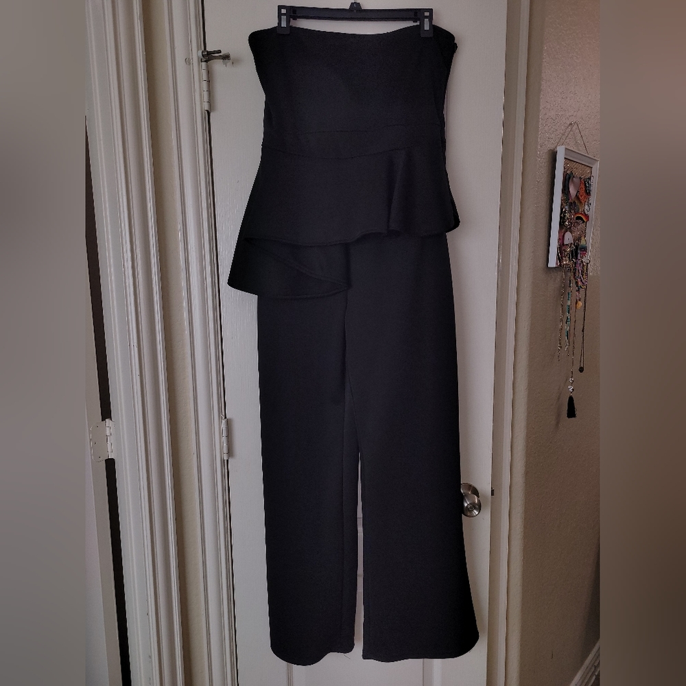 ⭐️ Black Peplum Strapless Jumpsuit